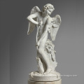 Rank good quality carved life size white marble stone angel statue for outdoor adorn